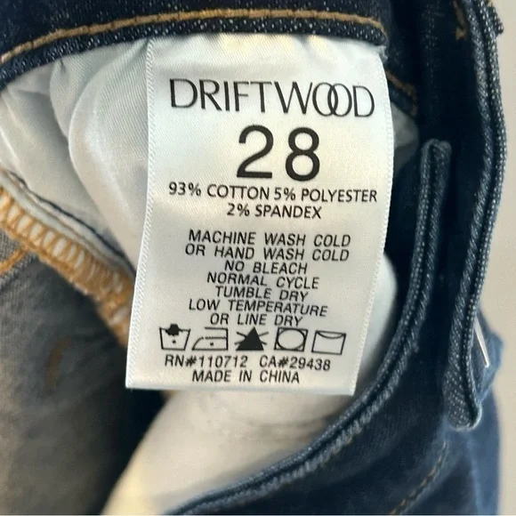 Driftwood Royce Straight Leg Jeans Dark Wash Size 28 - Picture 9 of 9